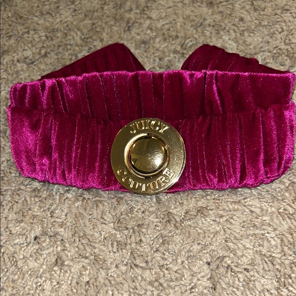 Juicy Couture Pink Gold Velvet Stretchy Fashion Belt One Size Barbie Vibes